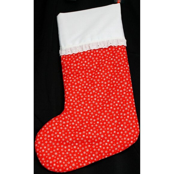 Handmade Vintage 70s 80s Christmas Stocking Girl Red White Prairie Cottage Core - Picture 4 of 6